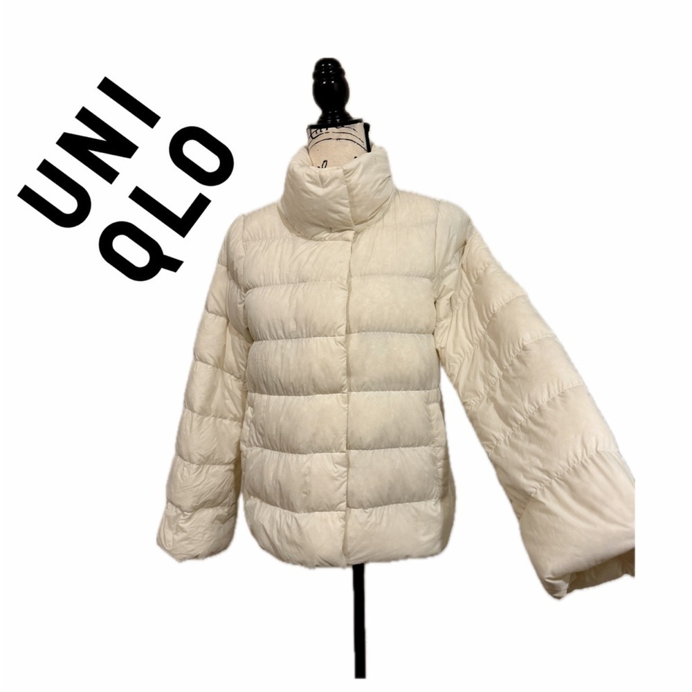 Uniqlo Powder Soft Down Puffer Jacket Yvory Cream Sz M Cabin Cozy‎ Core
